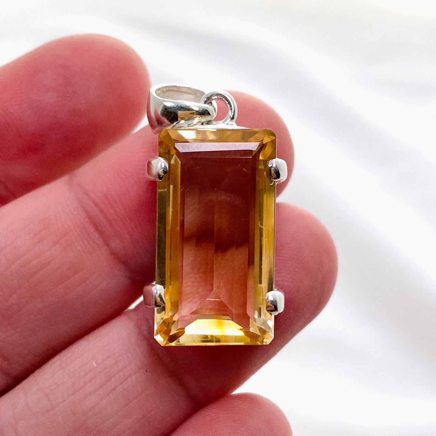 Citrine Emerald Cut Faceted Pendant KPGJ4794