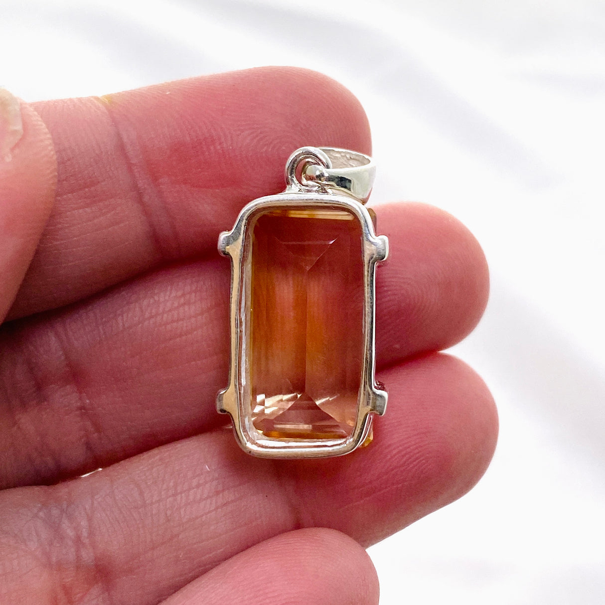 Citrine Emerald Cut Faceted Pendant KPGJ4794