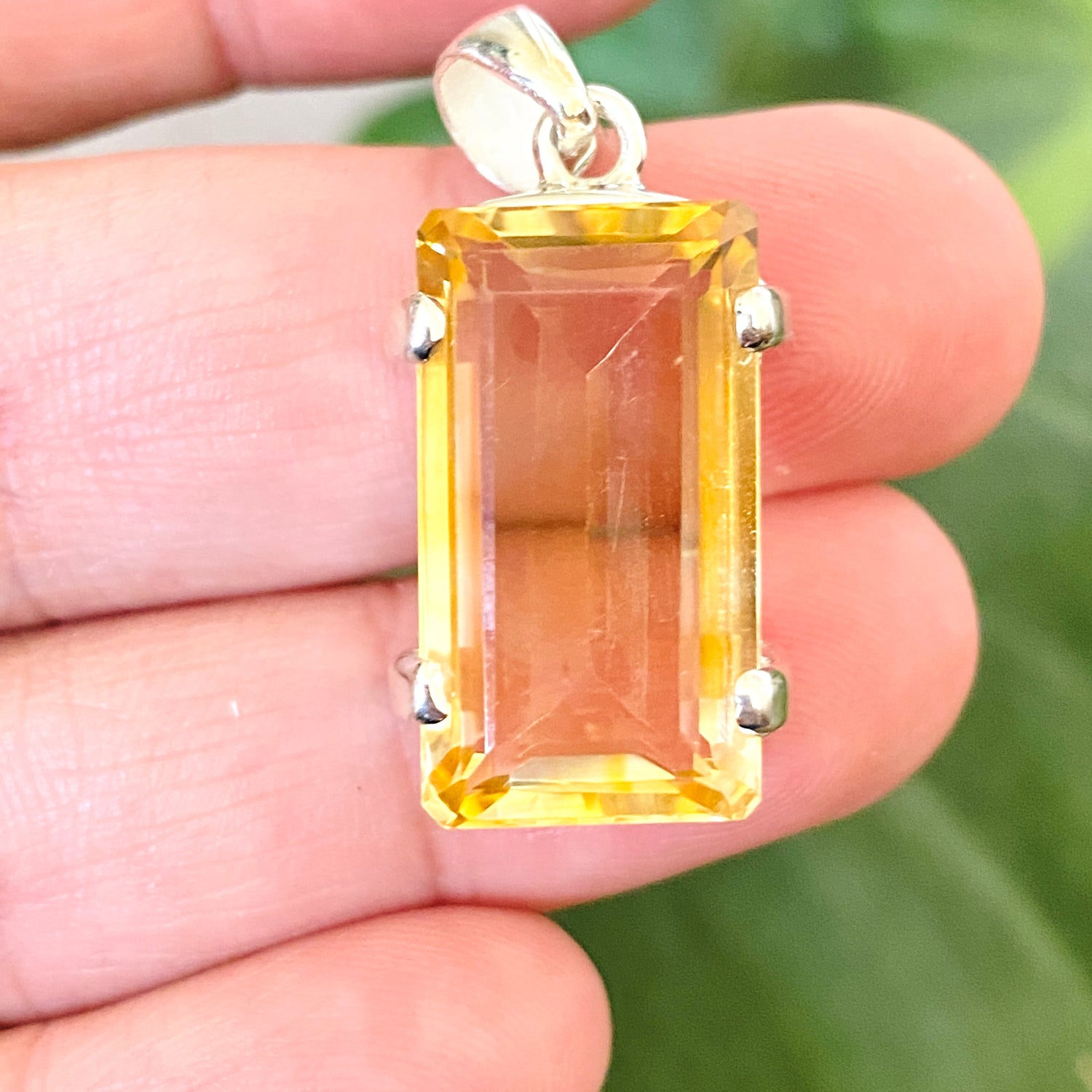 Citrine Emerald Cut Faceted Pendant KPGJ4794