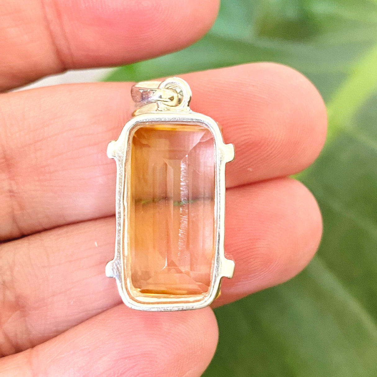 Citrine Emerald Cut Faceted Pendant KPGJ4794