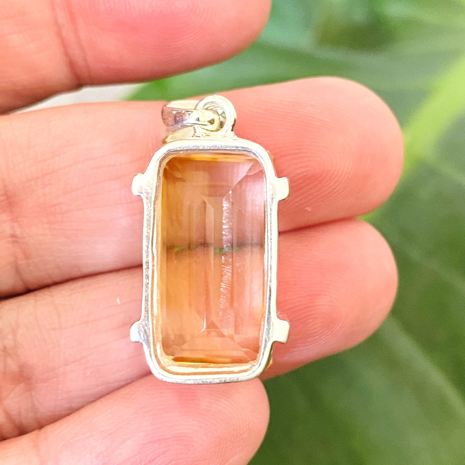 Citrine Emerald Cut Faceted Pendant KPGJ4794