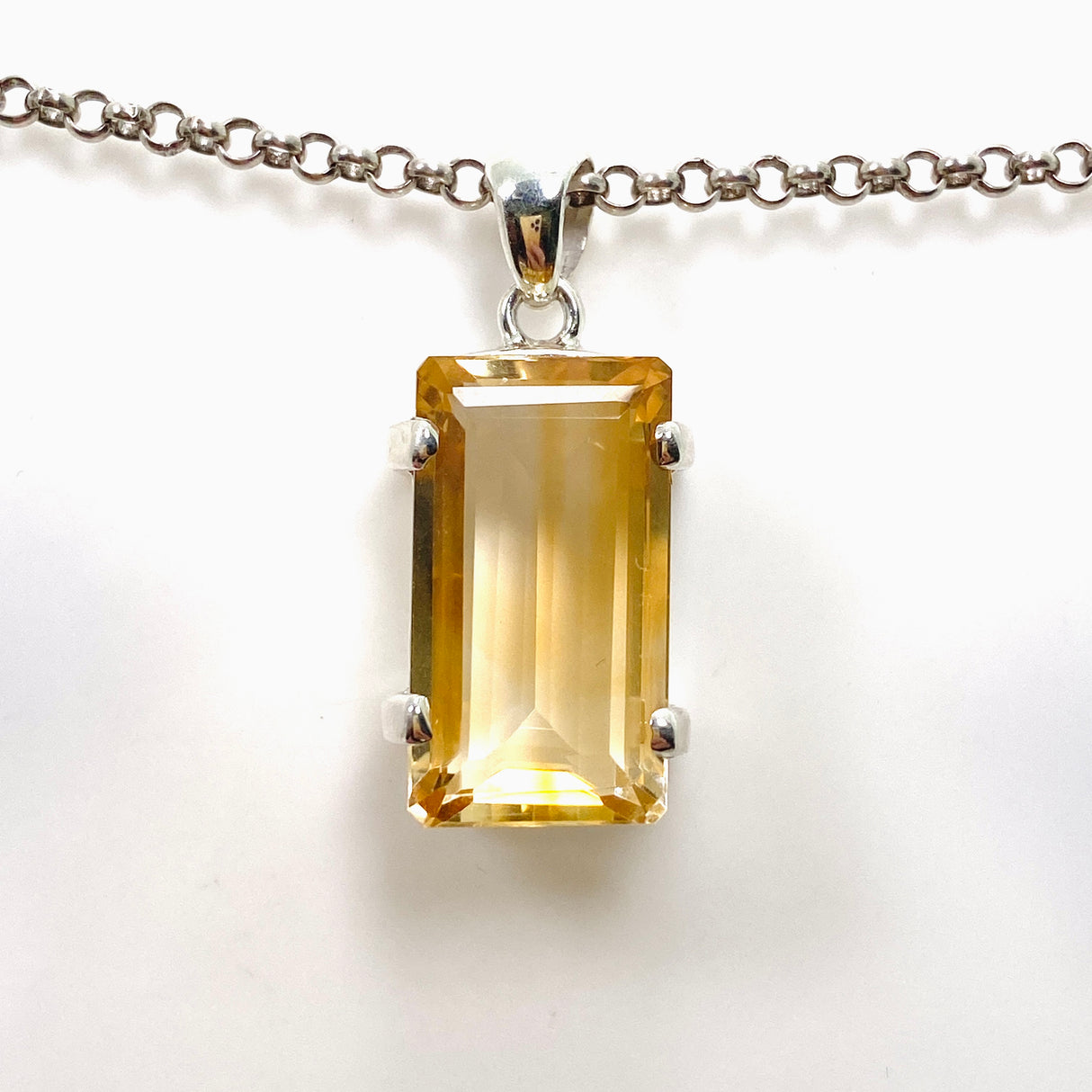 Citrine Emerald Cut Faceted Pendant KPGJ4794