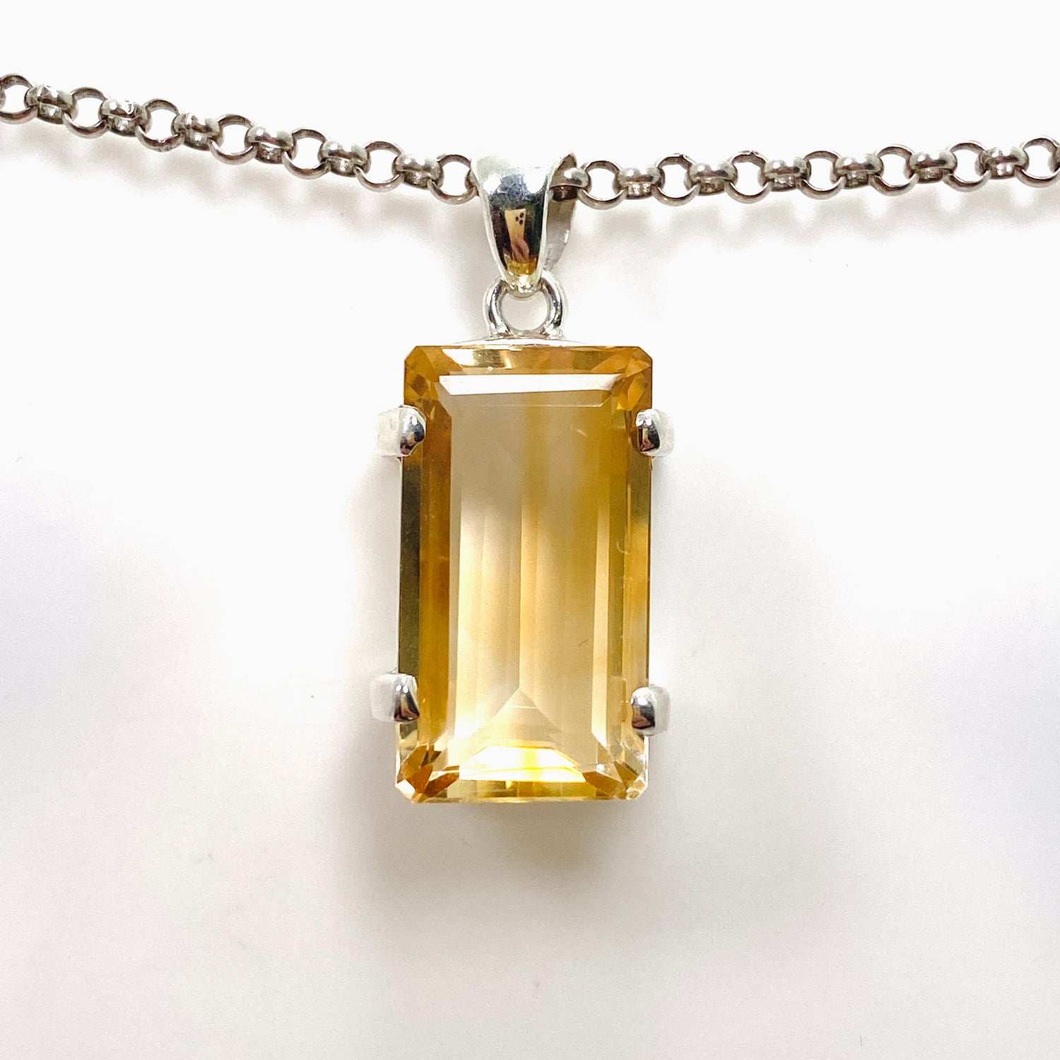 Citrine Emerald Cut Faceted Pendant KPGJ4794