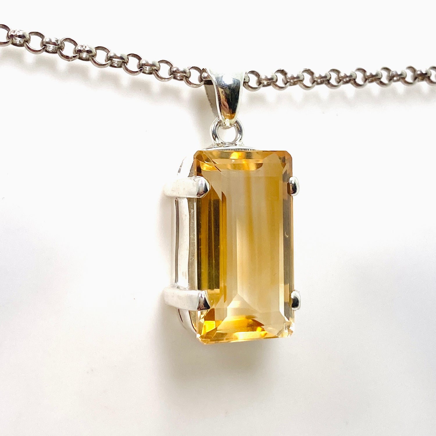 Citrine Emerald Cut Faceted Pendant KPGJ4794