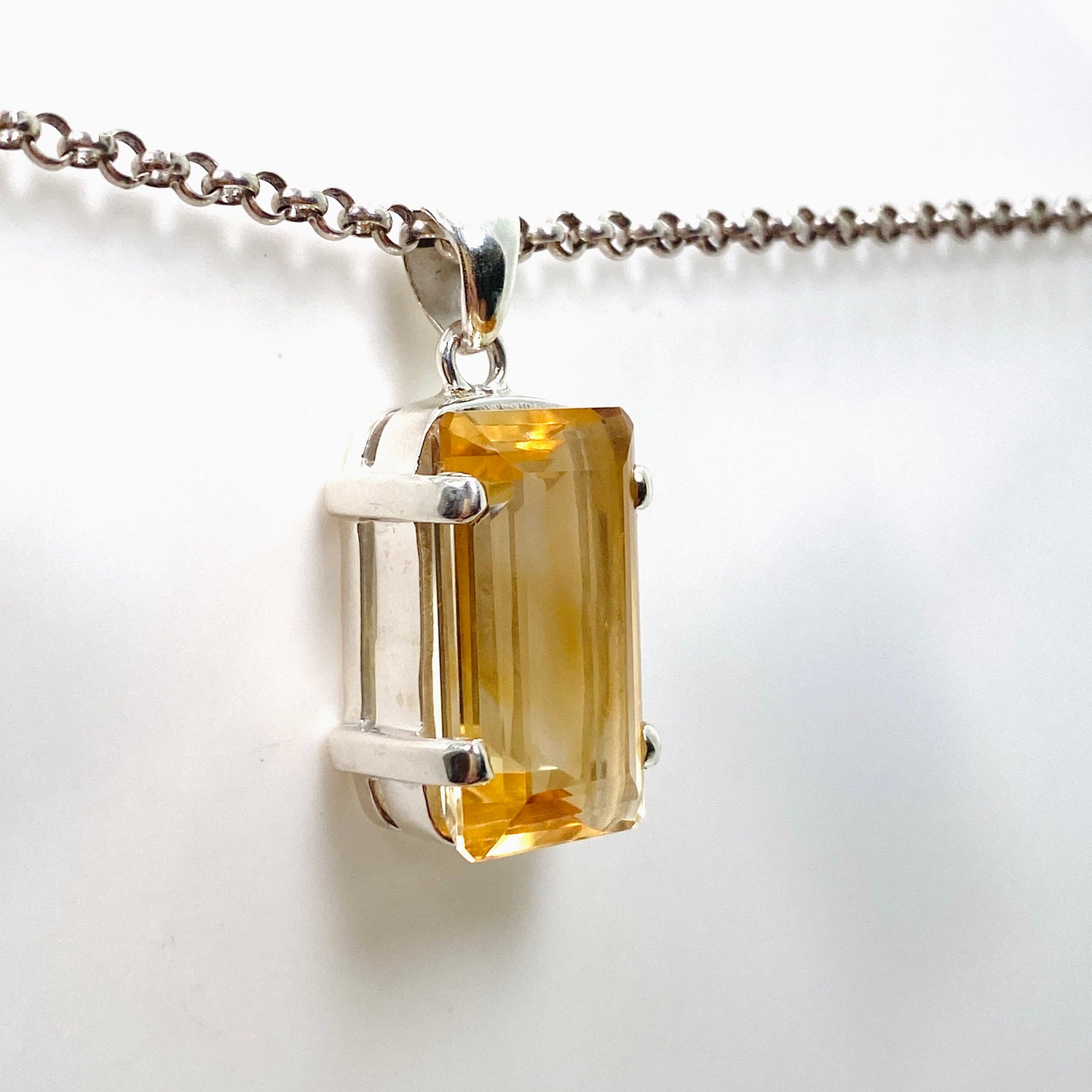 Citrine Emerald Cut Faceted Pendant KPGJ4794