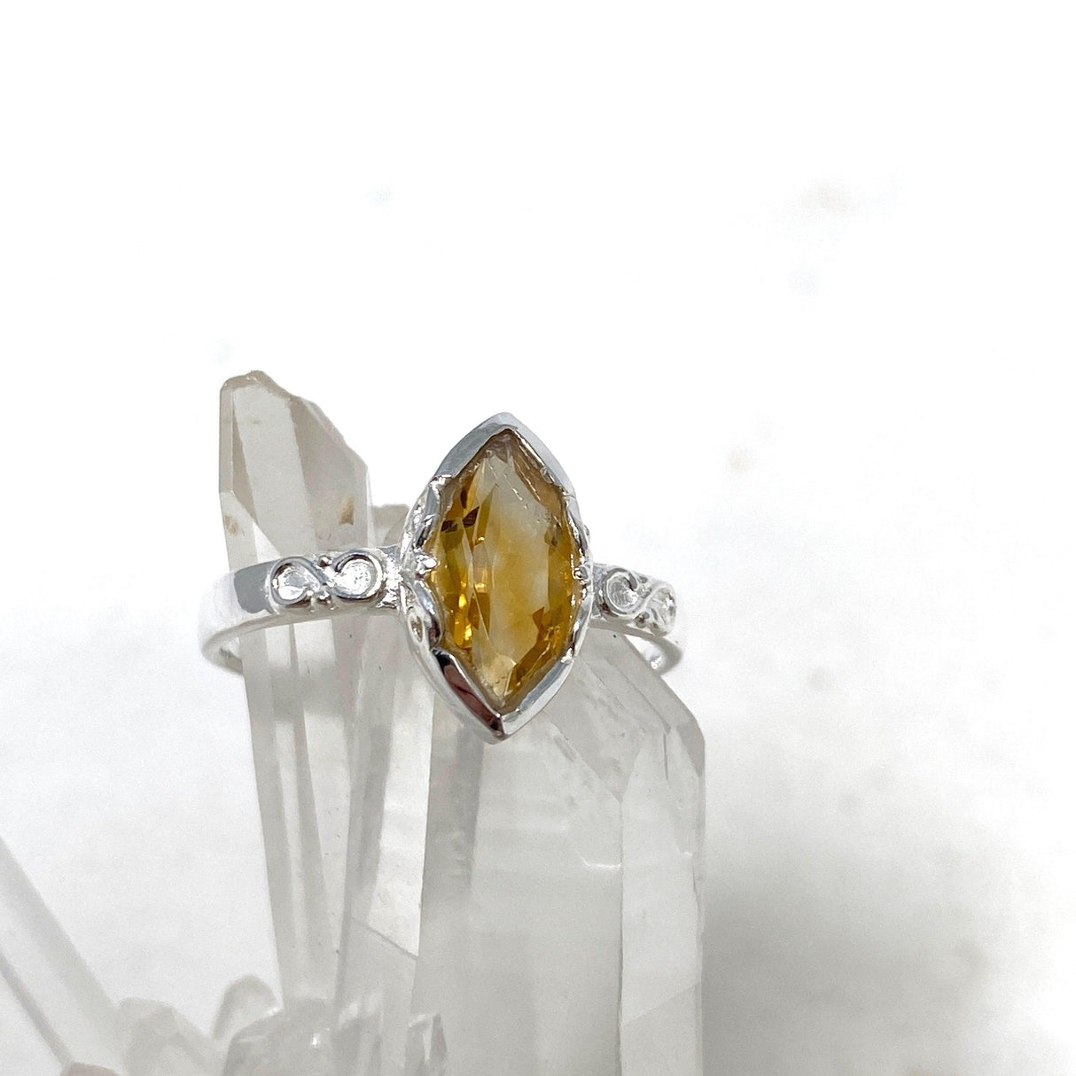 Citrine Faceted Marquise Ring in a Decorative Setting R3726 - Nature's Magick