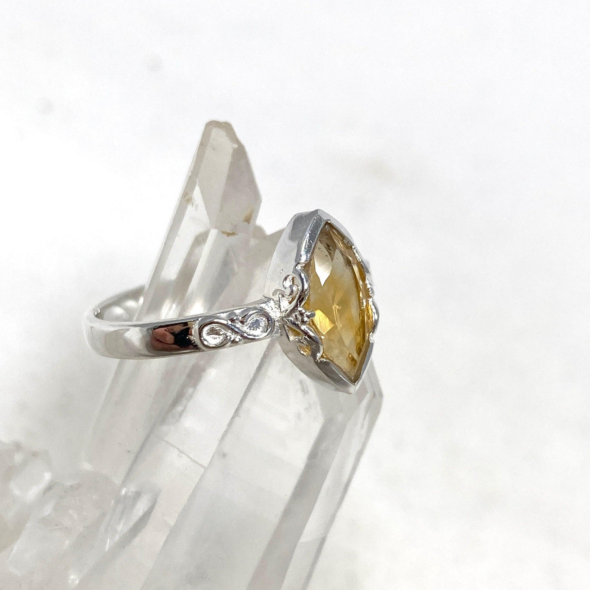 Citrine Faceted Marquise Ring in a Decorative Setting R3726 - Nature's Magick