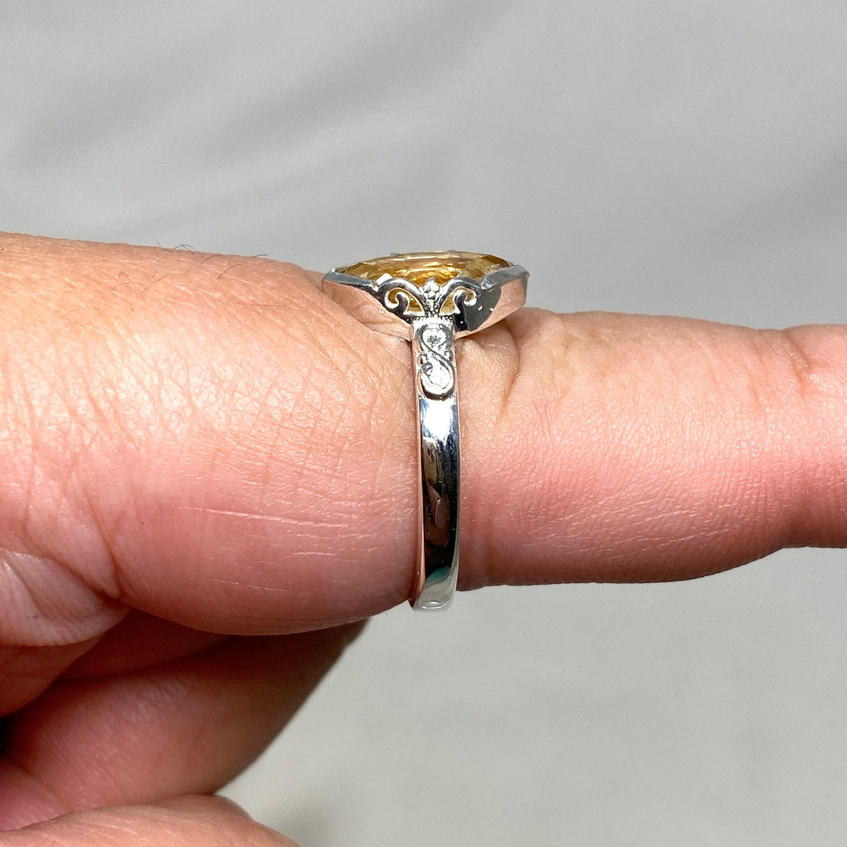 Citrine Faceted Marquise Ring in a Decorative Setting R3726 - Nature's Magick