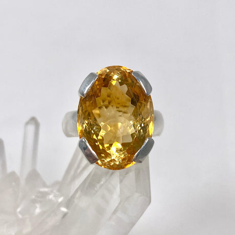 Faceted yellow citrine ring size 7.
