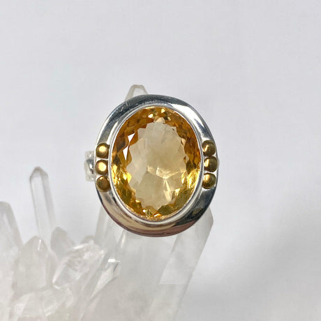 Citrine faceted oval ring with gold detailing s.11 KRGJ2836 - Nature's Magick