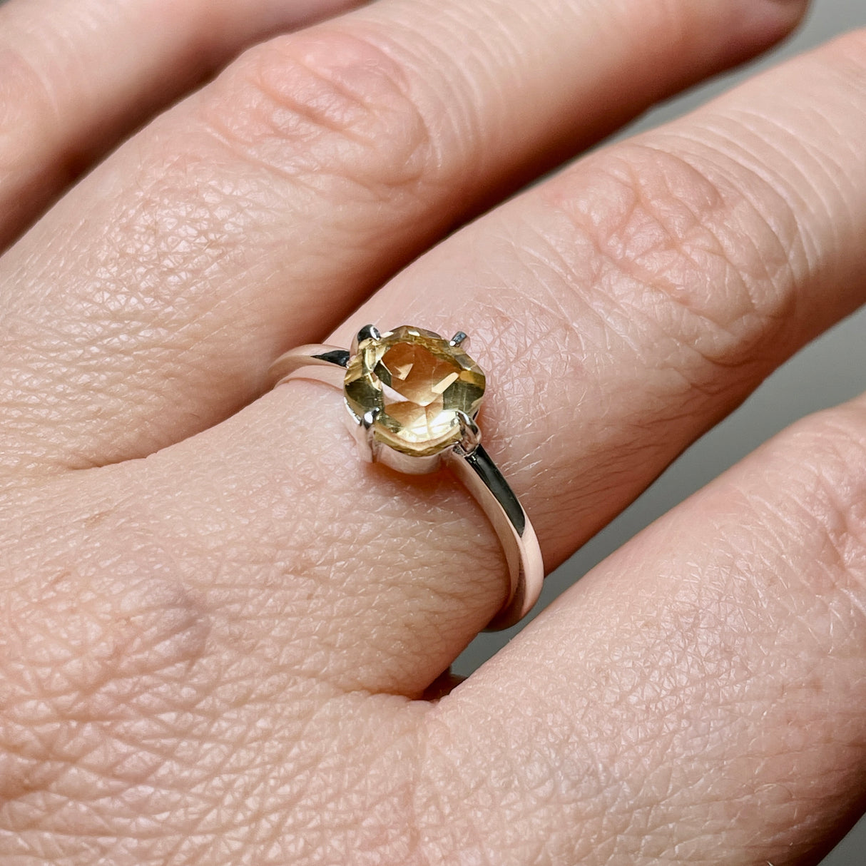 Citrine Faceted Square Solitare Ring R4806