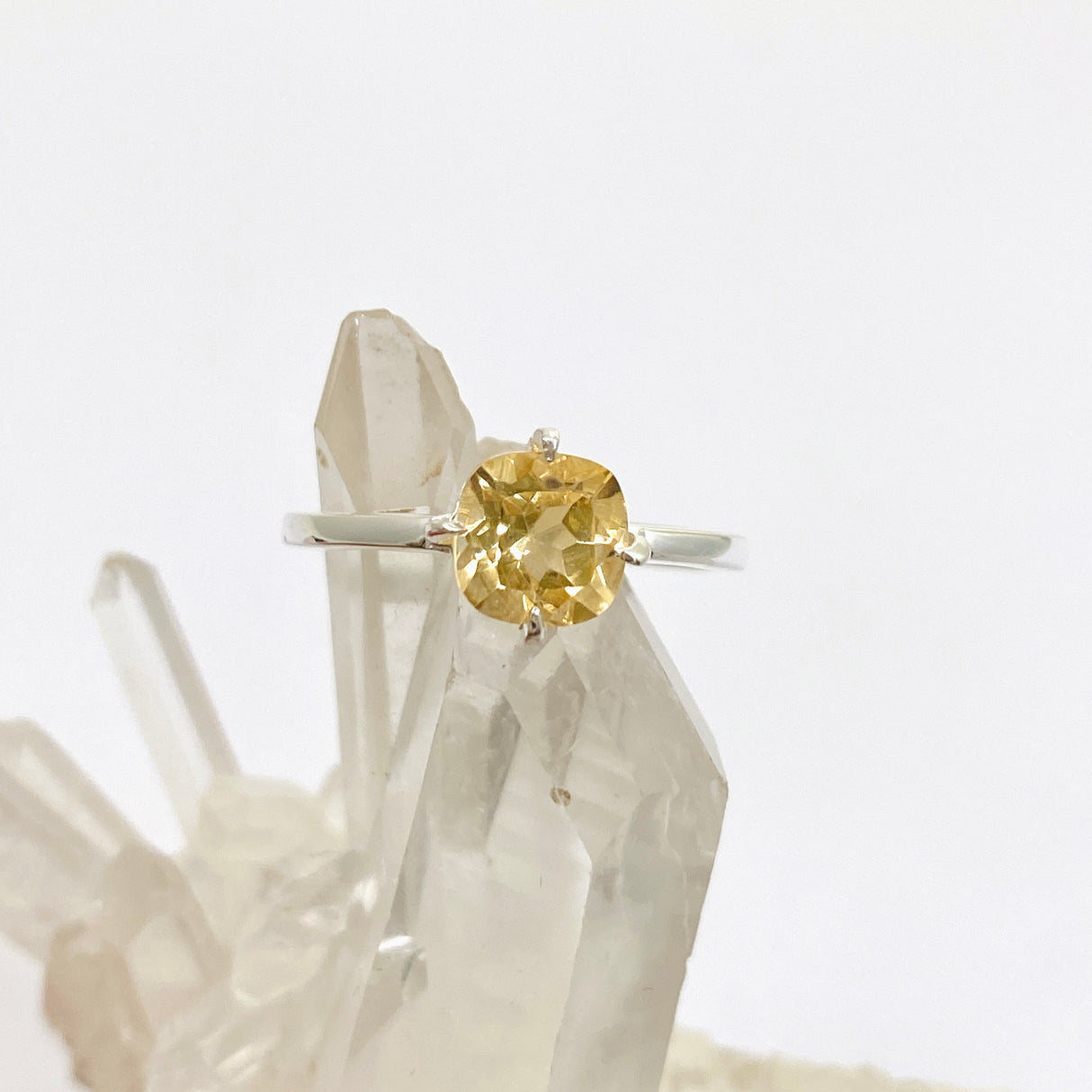 Citrine Faceted Square Solitare Ring R4806