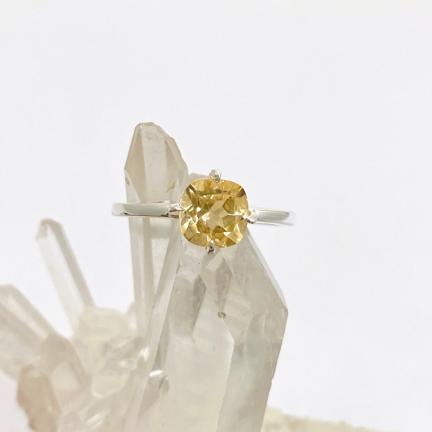 Citrine Faceted Square Solitare Ring R4806