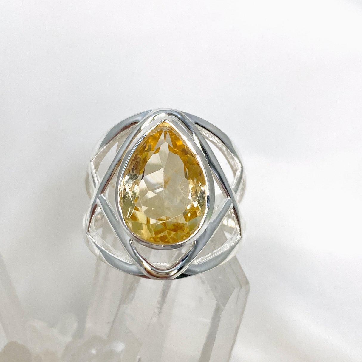 Citrine Faceted Teardrop Ring in a Decorative Setting R3686 - Nature's Magick