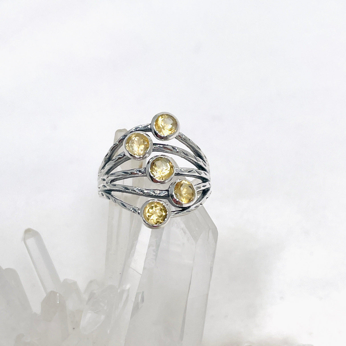 Citrine Multi-stone Faceted Gemstone Ring R3875 - Nature's Magick