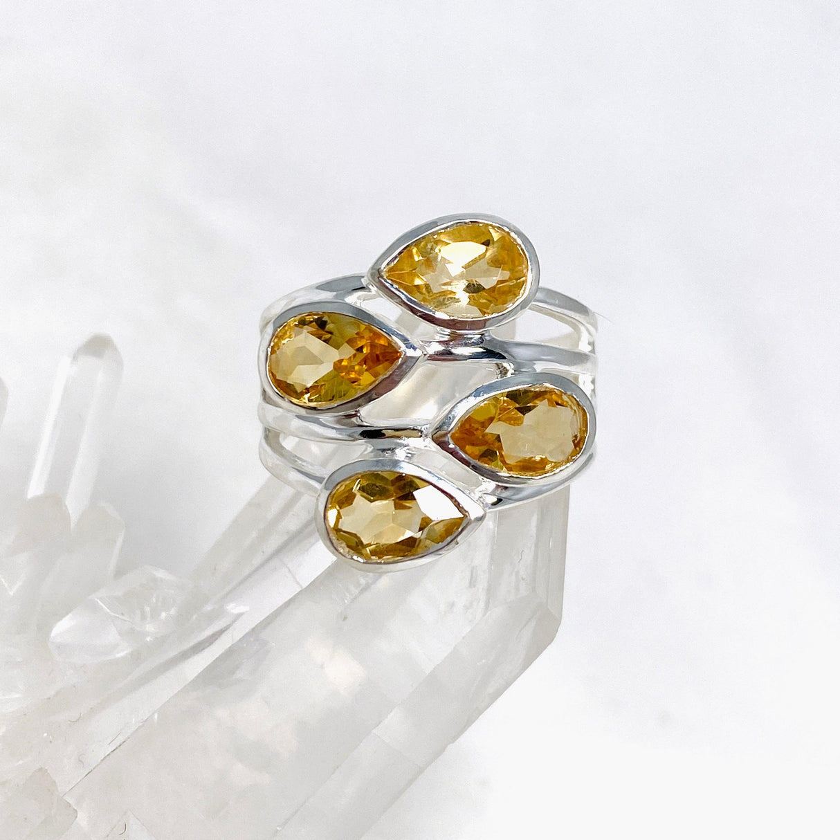 Citrine Multi-stone Faceted Teardrop Ring R3815 - Nature's Magick