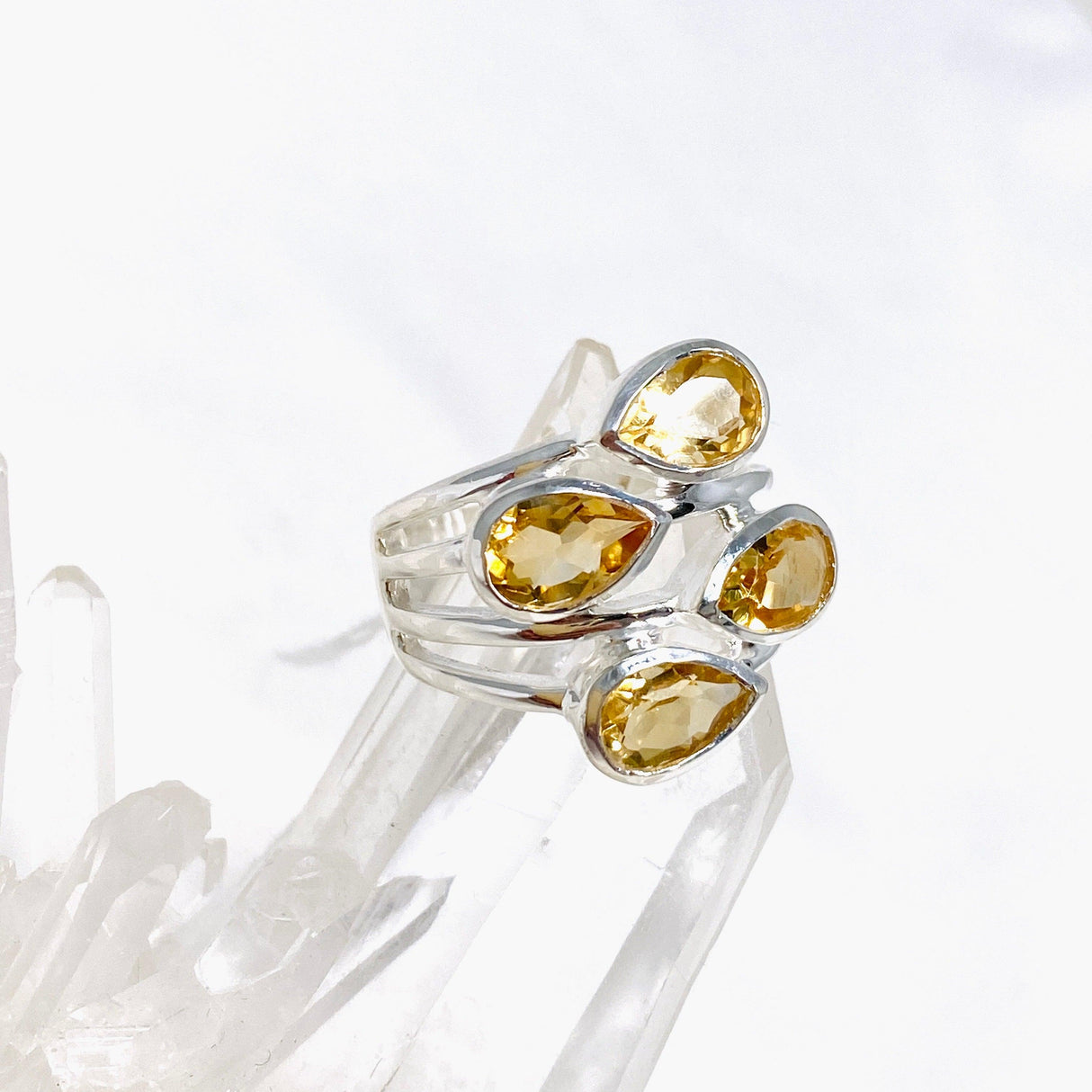Citrine Multi-stone Faceted Teardrop Ring R3815 - Nature's Magick