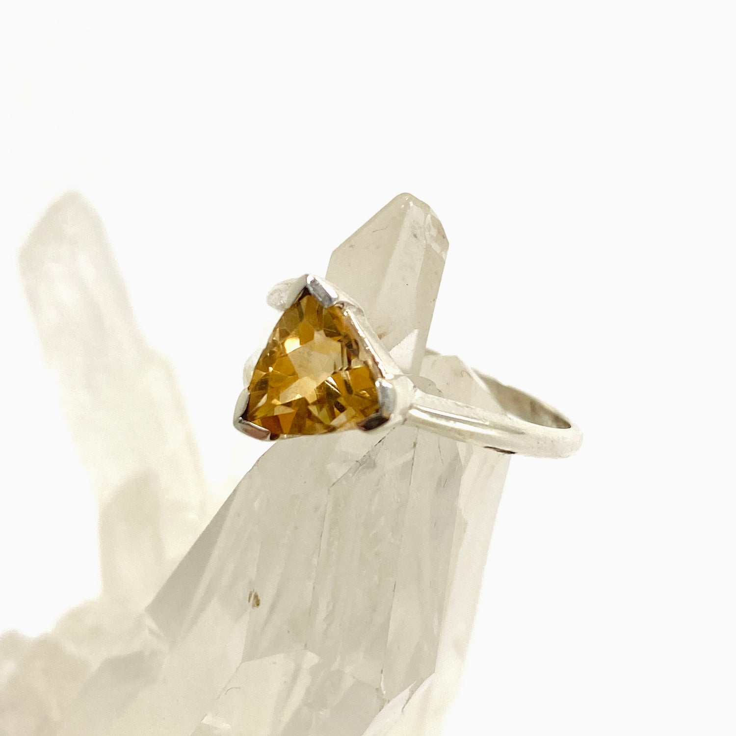 Citrine Triangular Faceted Ring Size 5.5 PRGJ911