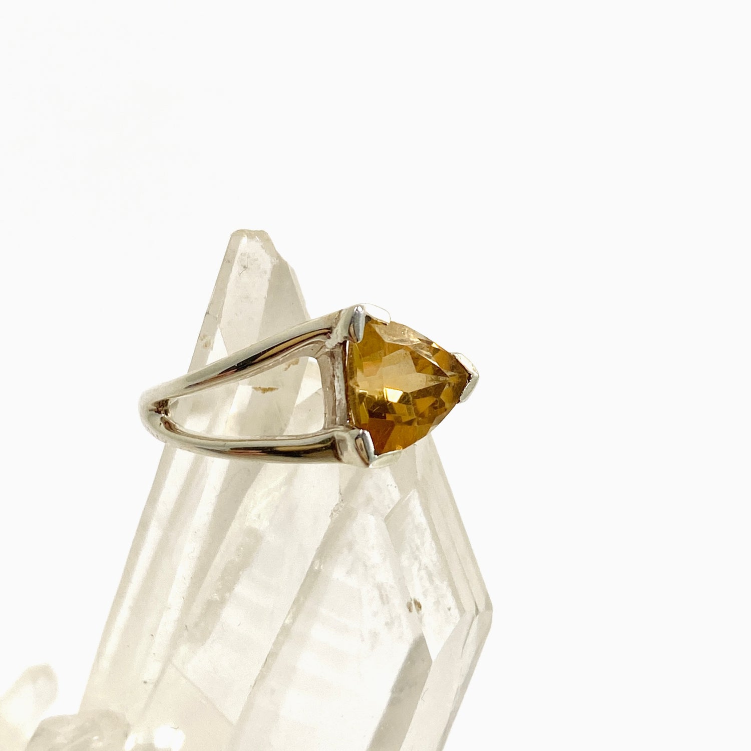 Citrine Triangular Faceted Ring Size 5.5 PRGJ911