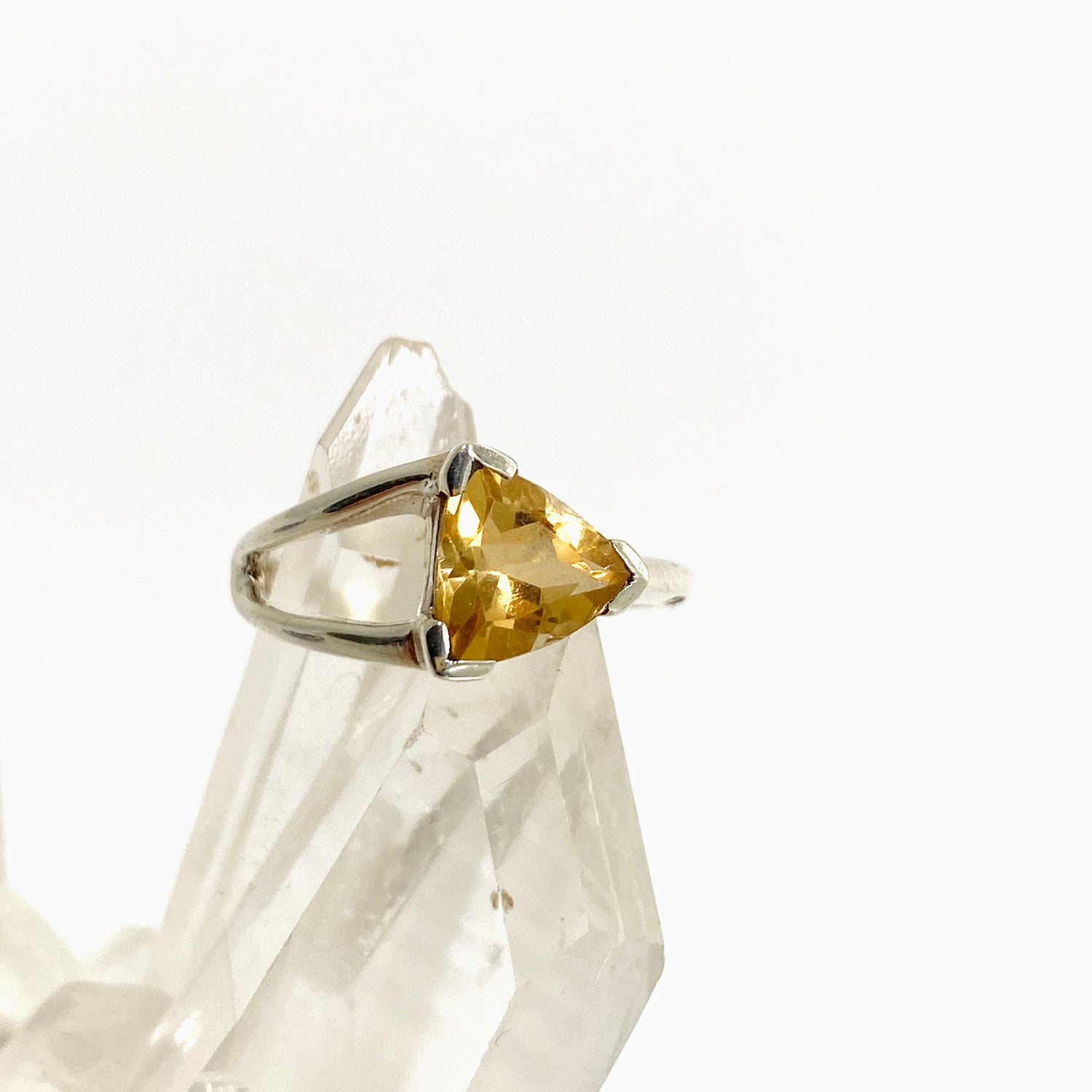 Citrine Triangular Faceted Ring Size 5.5 PRGJ911