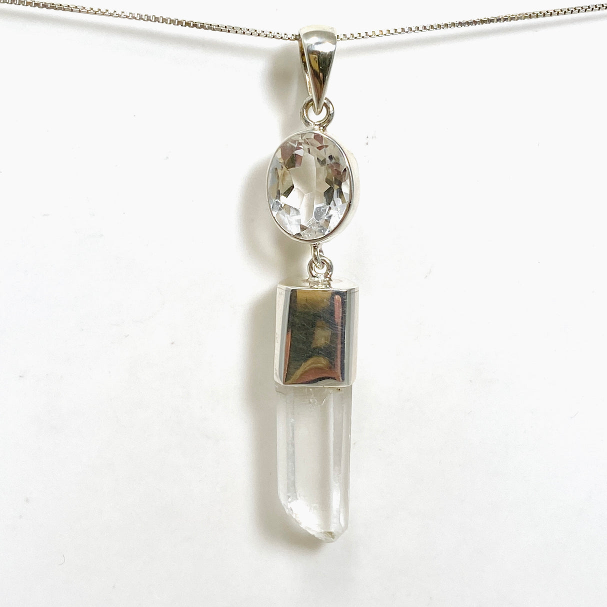 Clear Quartz and Faceted Clear Quartz Pendant BTP-95