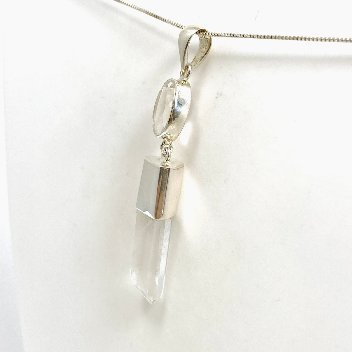 Clear Quartz and Faceted Clear Quartz Pendant BTP-95