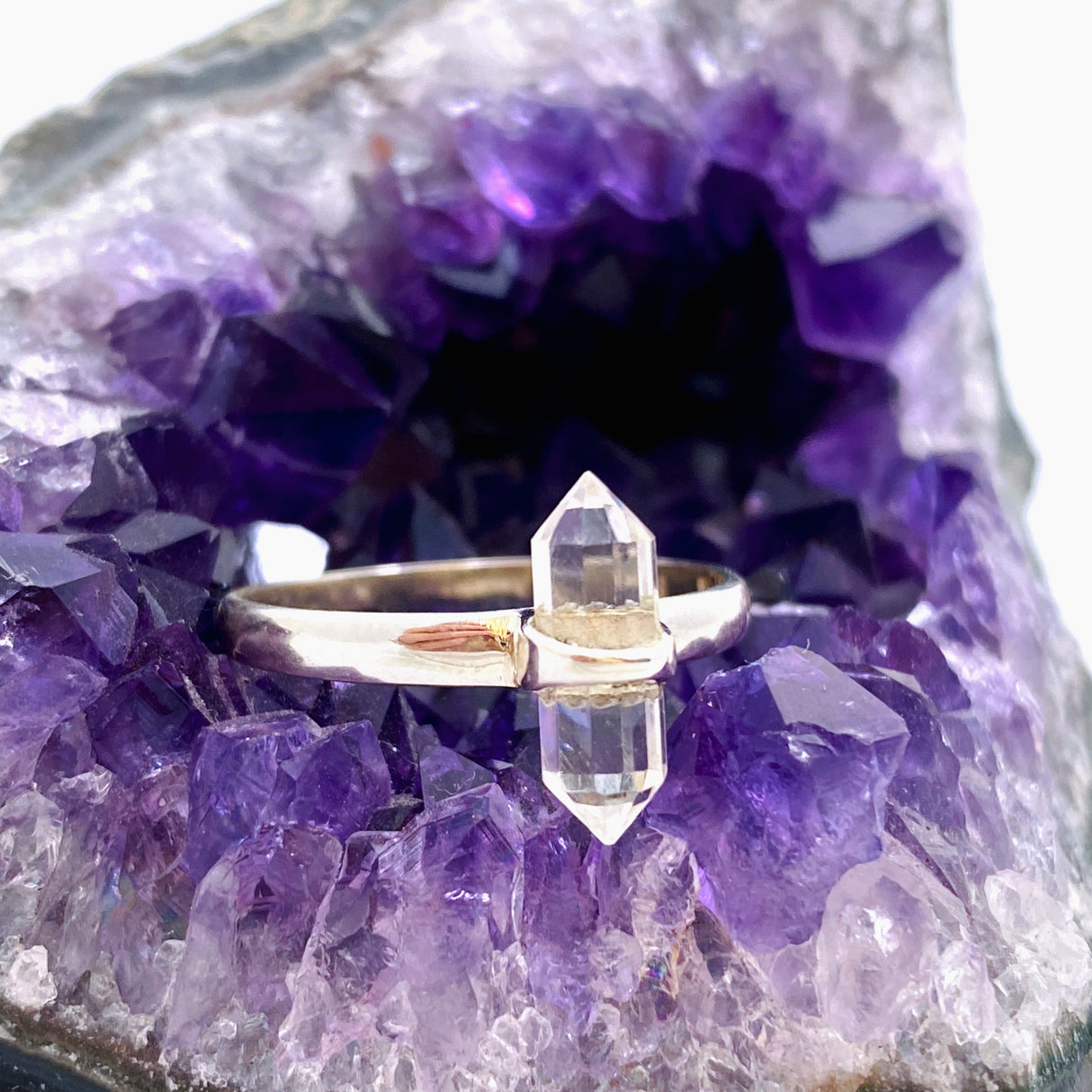 Clear Quartz Double Point Ring RRR-40