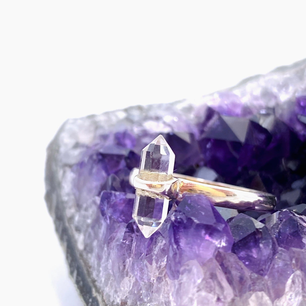 Clear Quartz Double Point Ring RRR-40