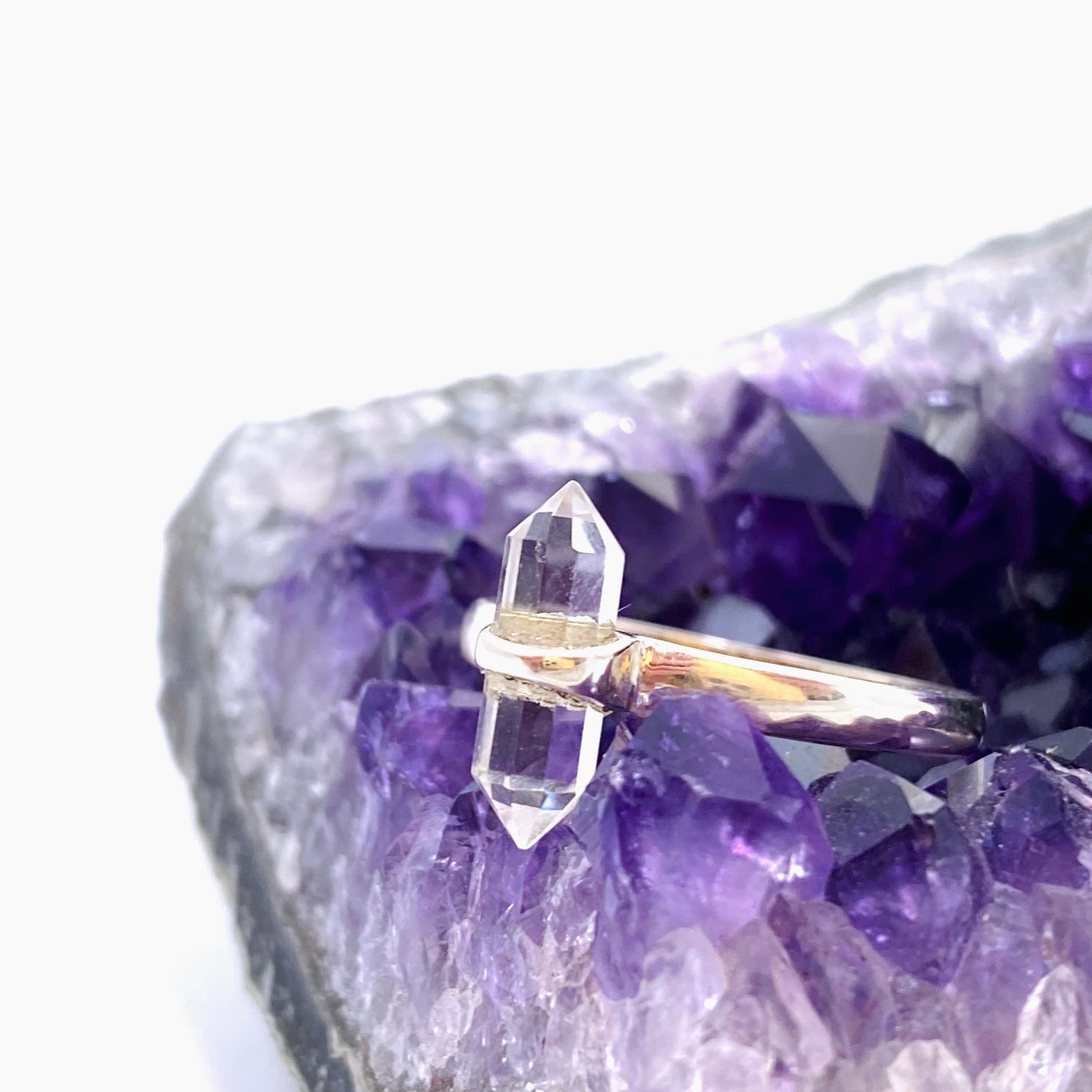 Clear Quartz Double Point Ring RRR-40