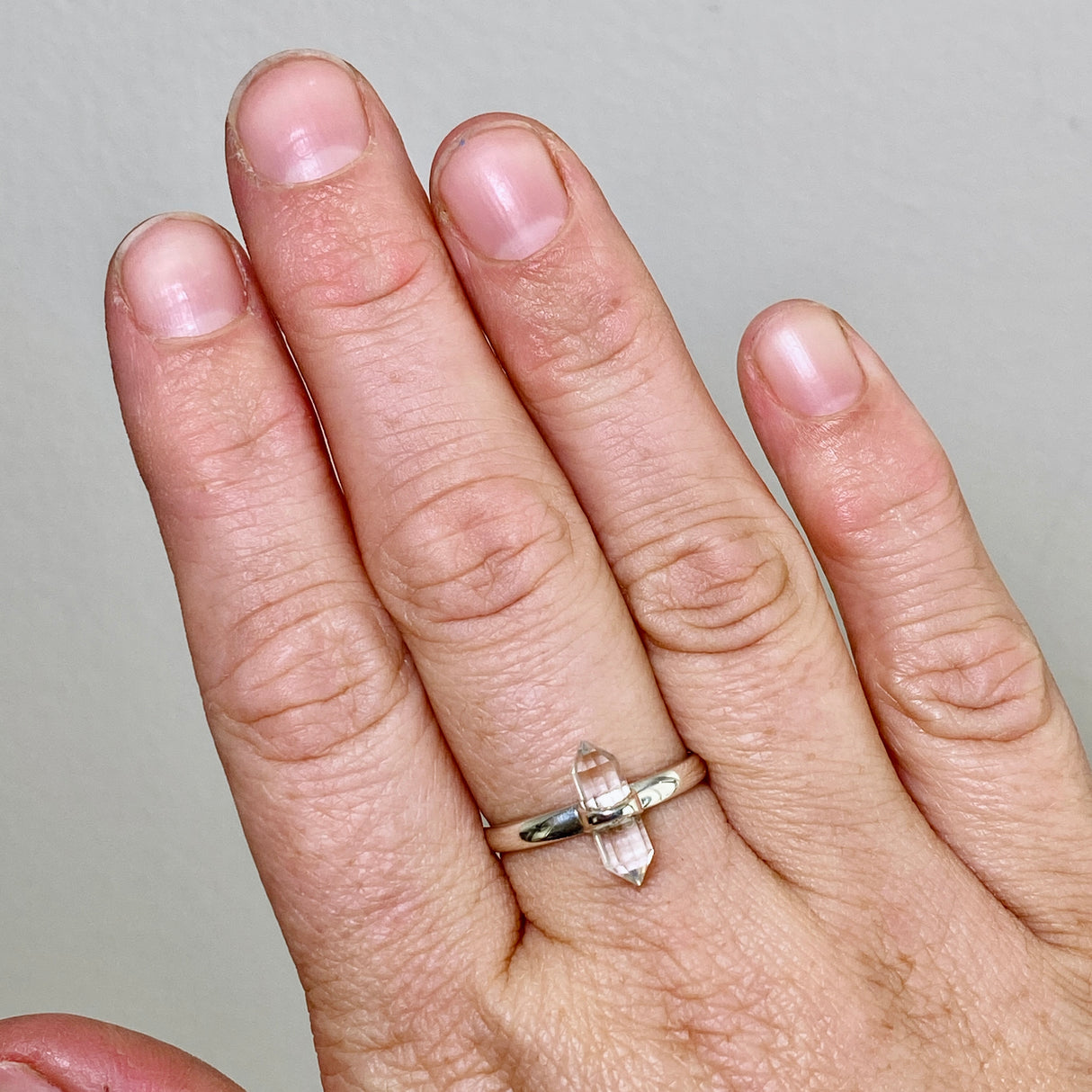 Clear Quartz Double Point Ring RRR-40