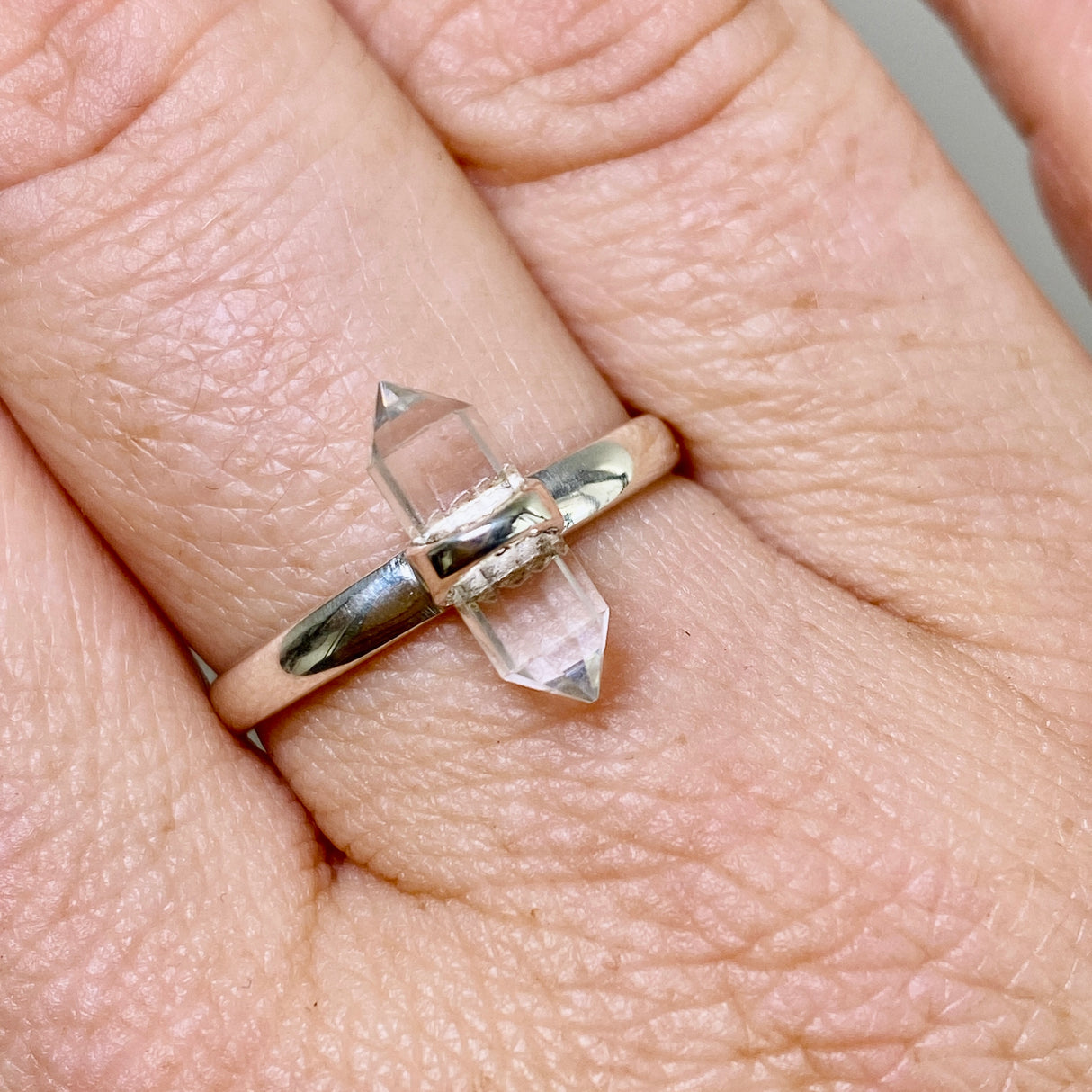 Clear Quartz Double Point Ring RRR-40