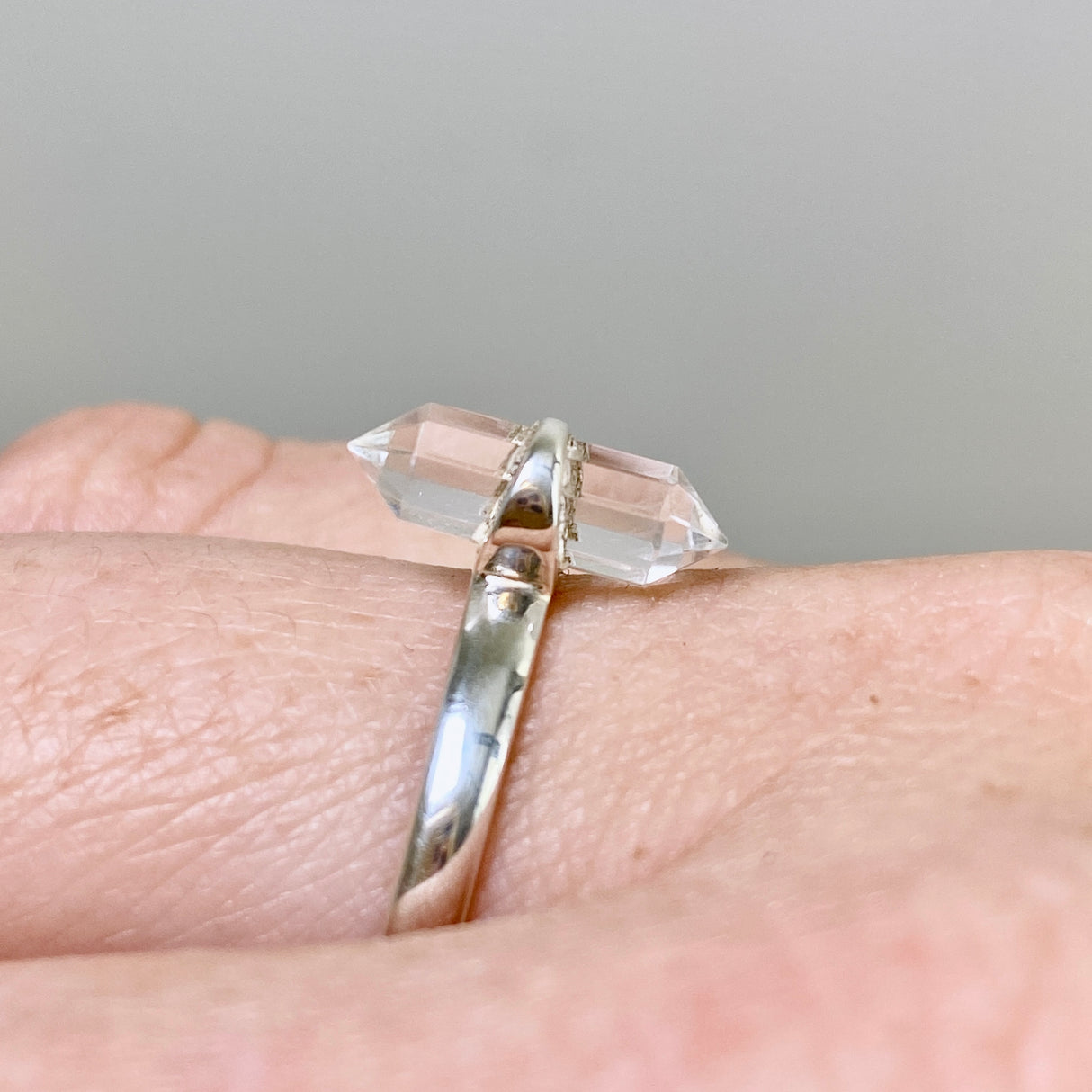 Clear Quartz Double Point Ring RRR-40
