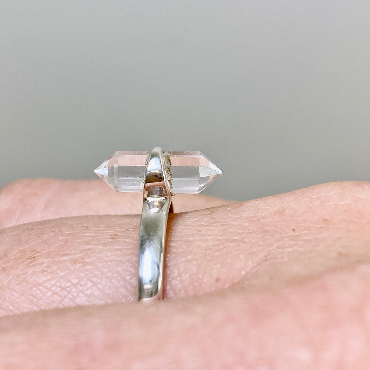 Clear Quartz Double Point Ring RRR-40