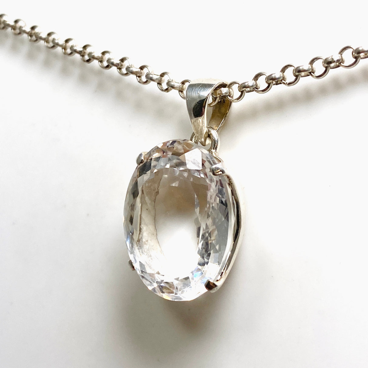 Clear Quartz Oval Faceted Pendant PPGJ1269