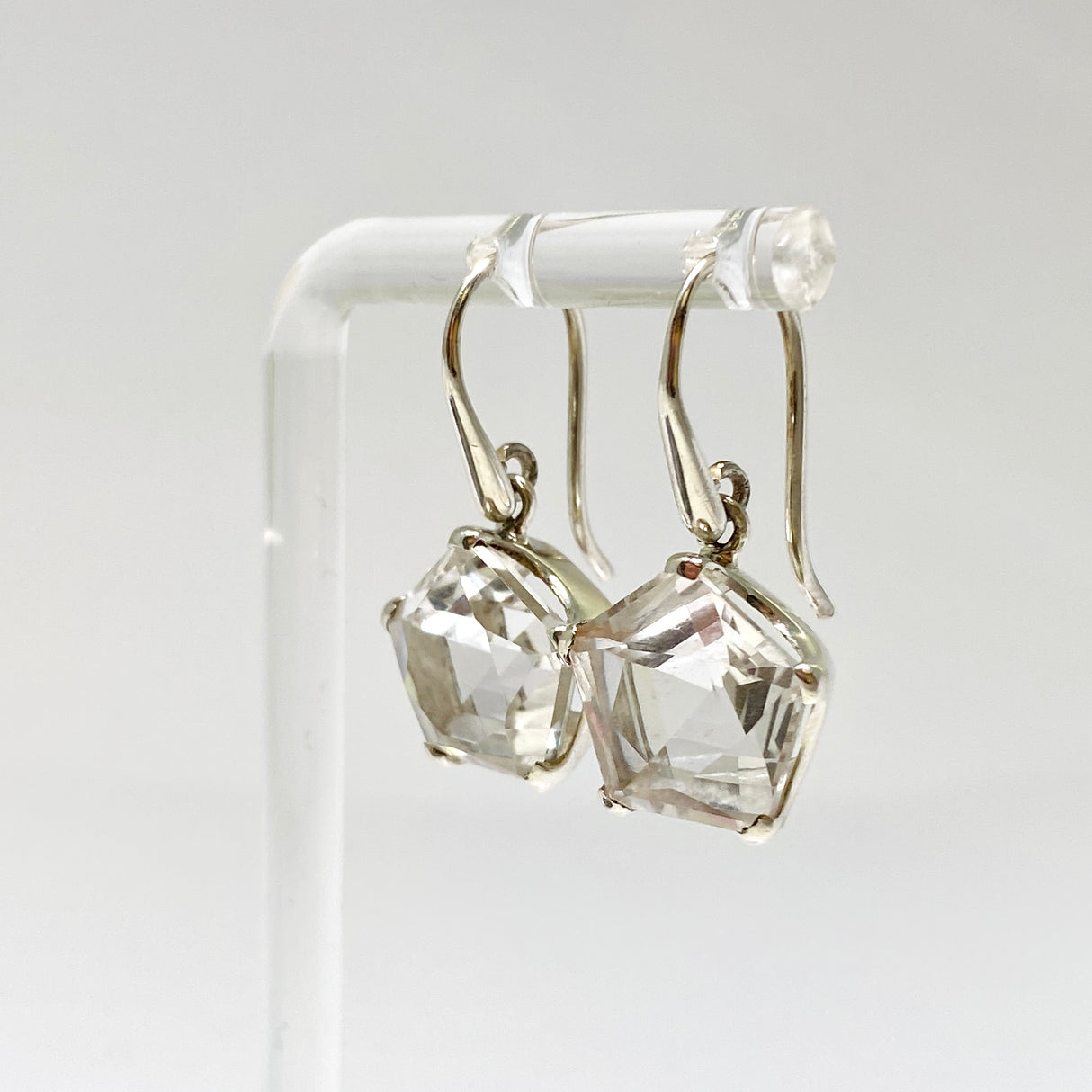 Clear Quartz Pentagon Faceted Star Earrings PEGJ397