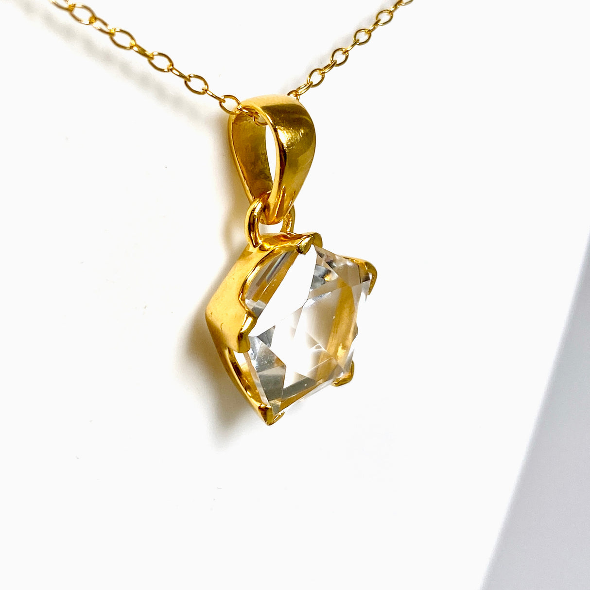 Clear Quartz Pentagon Faceted Star Gold Plated Pendant PPGJ1218