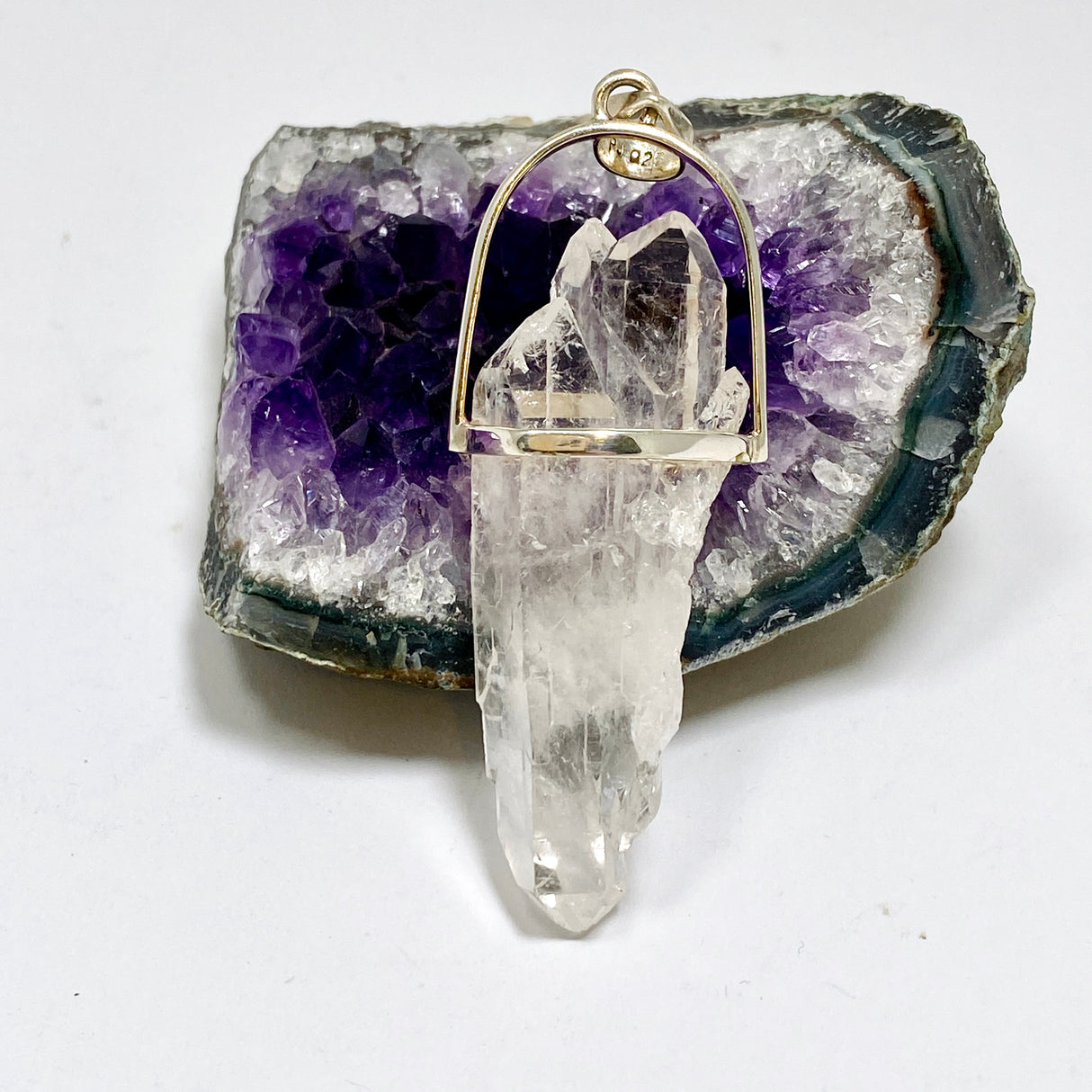 Clear Quartz Raw Crystal Pendant  PPGJ1279