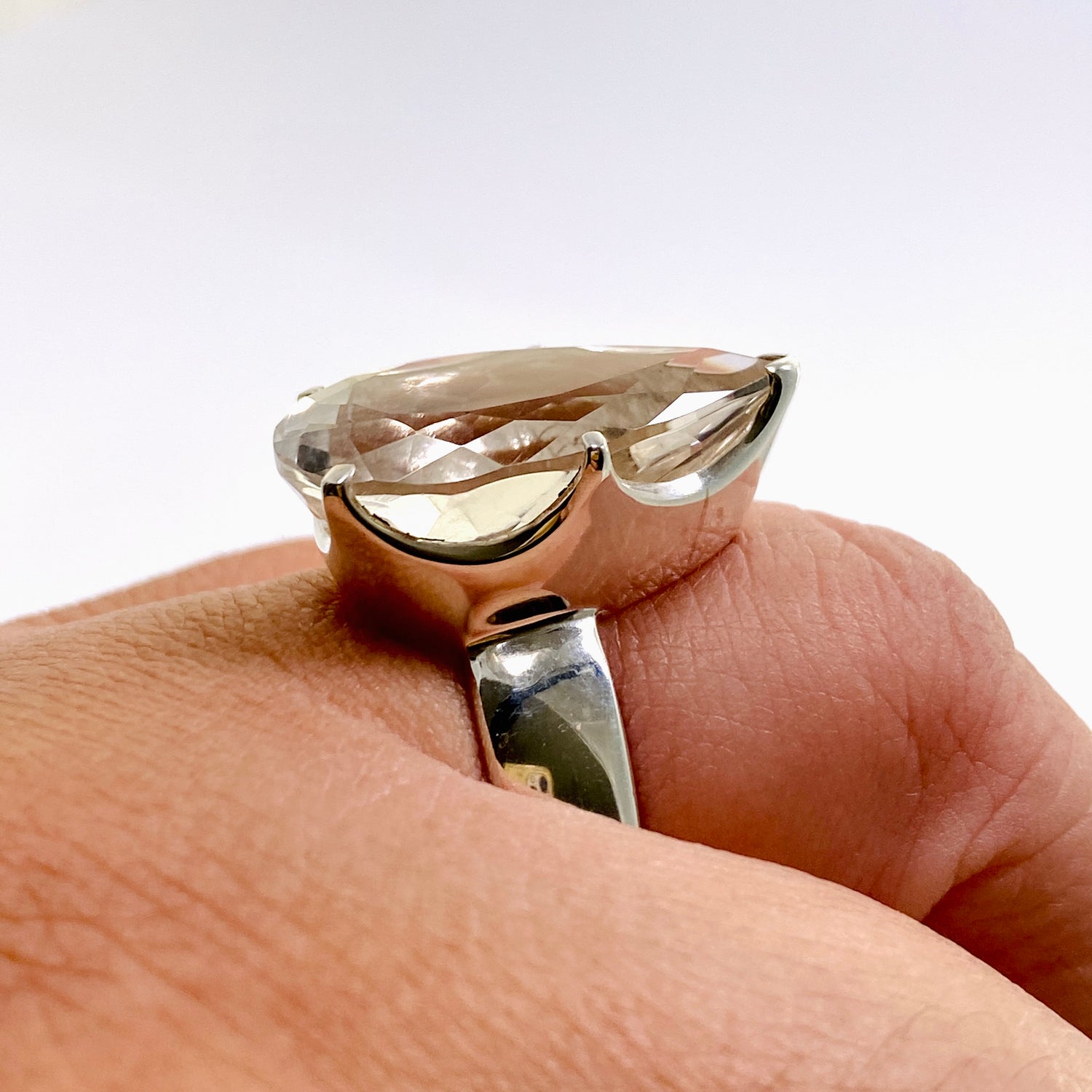 Clear Quartz Teardrop Faceted Ring Size 11.5 PRGJ922