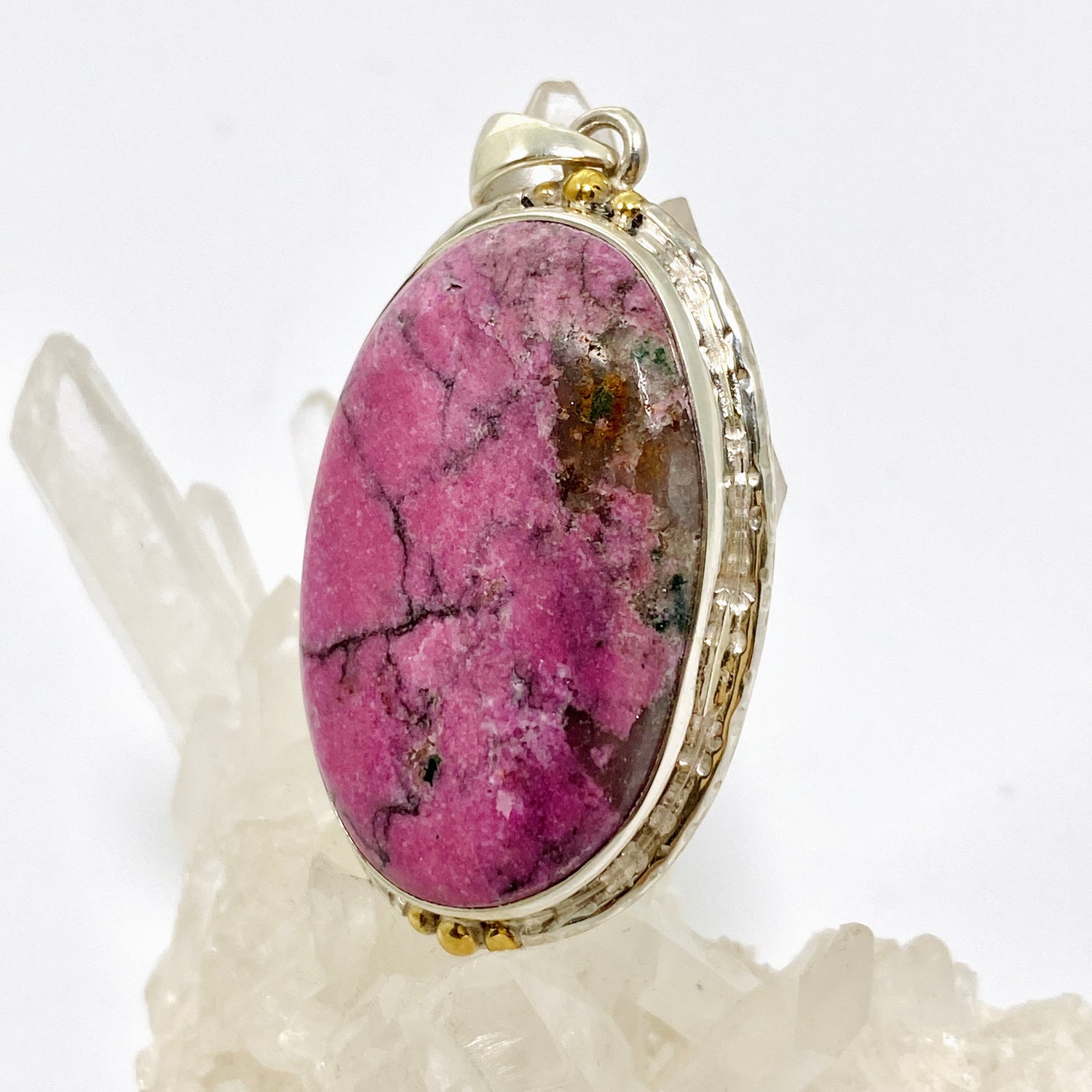 Cobalto Calcite Oval Cabochon Pendant in a Decorative Setting KPGJ4859