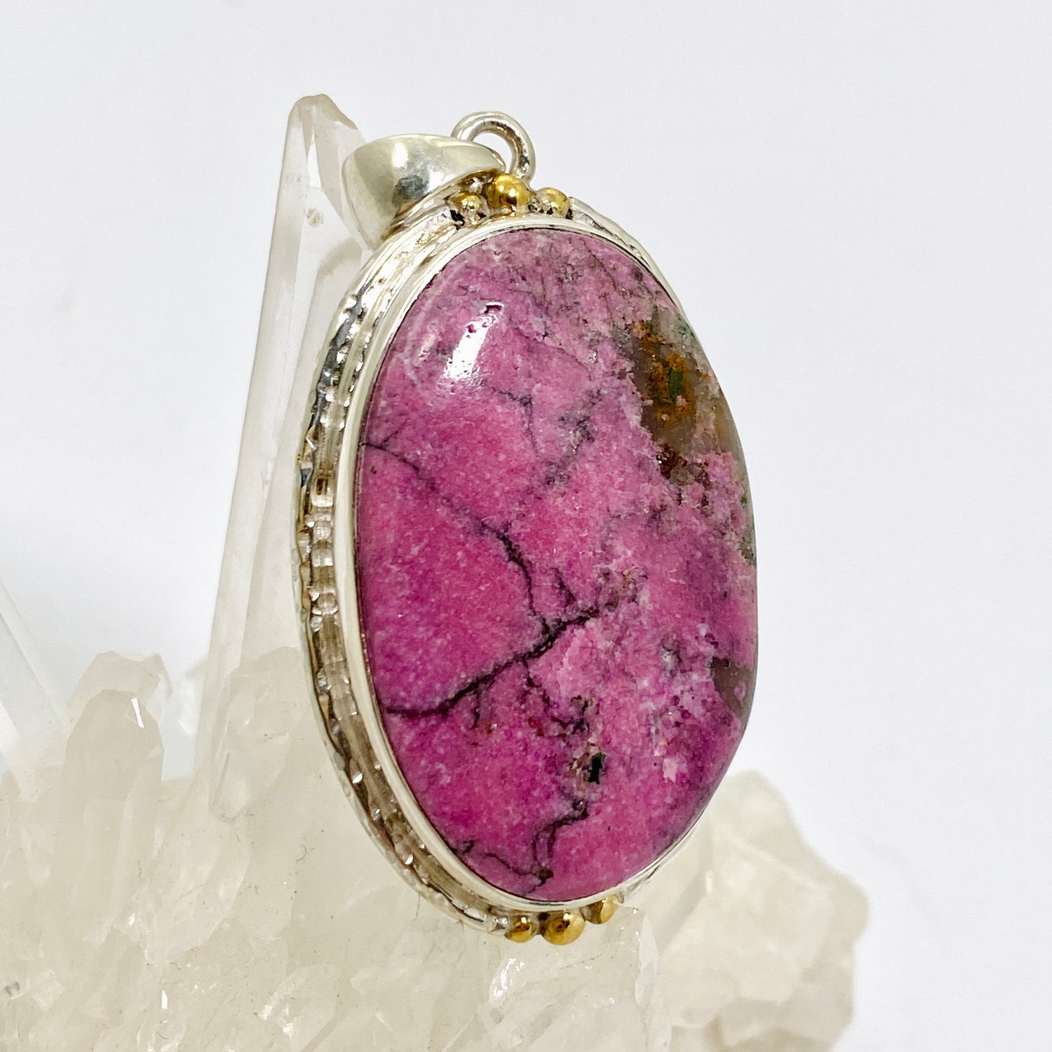 Cobalto Calcite Oval Cabochon Pendant in a Decorative Setting KPGJ4859