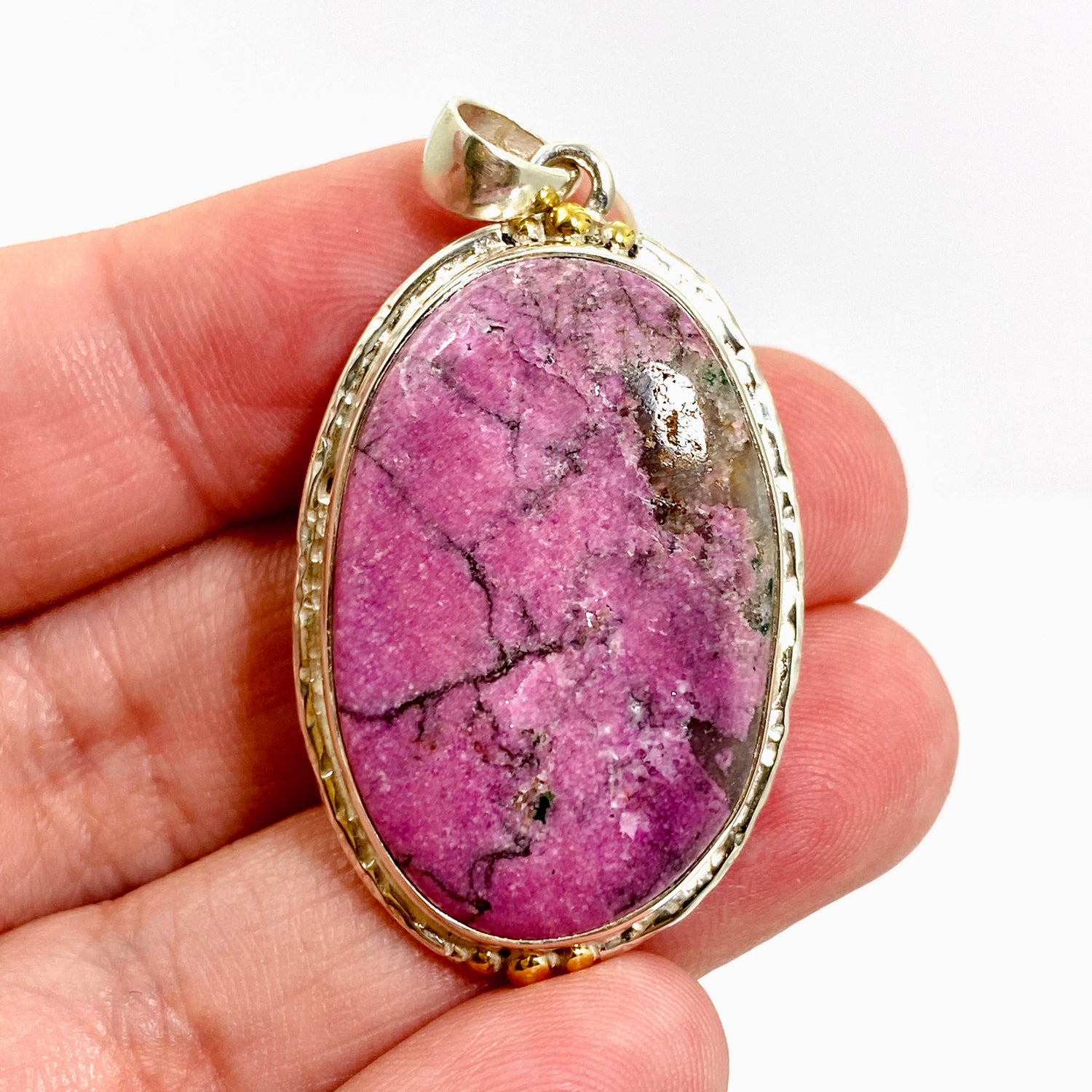 Cobalto Calcite Oval Cabochon Pendant in a Decorative Setting KPGJ4859