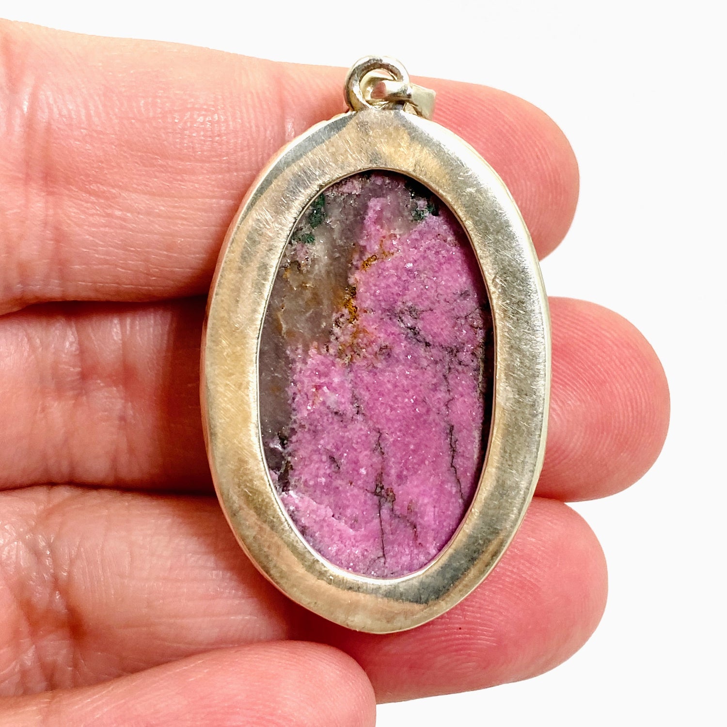 Cobalto Calcite Oval Cabochon Pendant in a Decorative Setting KPGJ4859