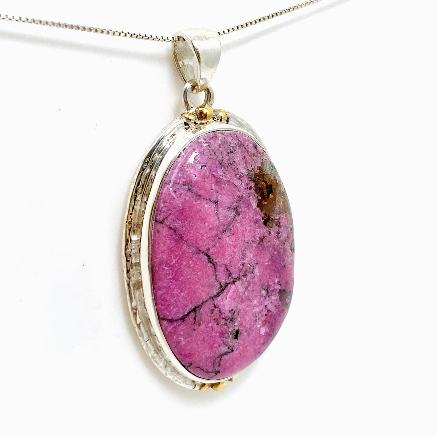 Cobalto Calcite Oval Cabochon Pendant in a Decorative Setting KPGJ4859