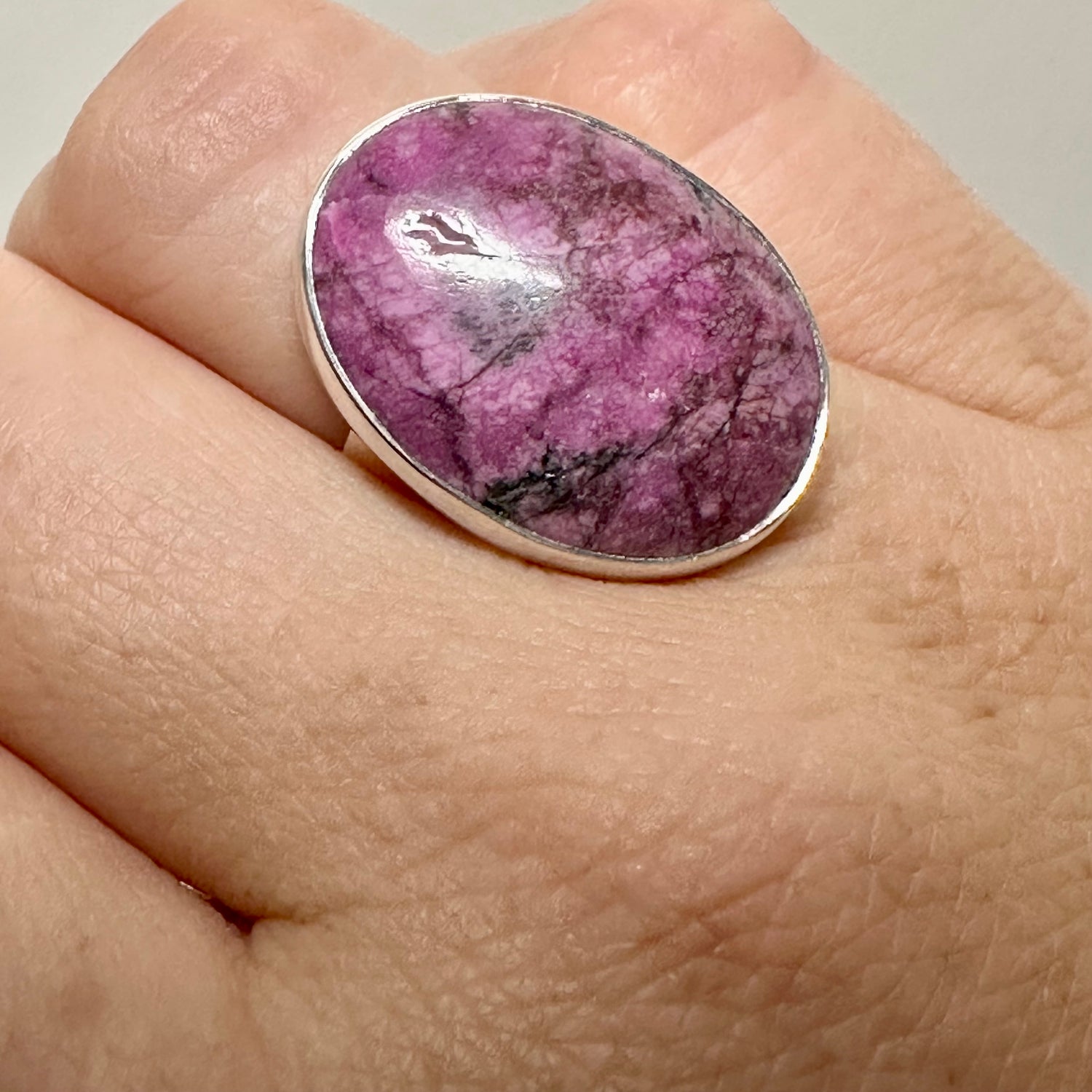 Cobalto Calcite Oval Cabochon Ring Size 7 KRGJ3394
