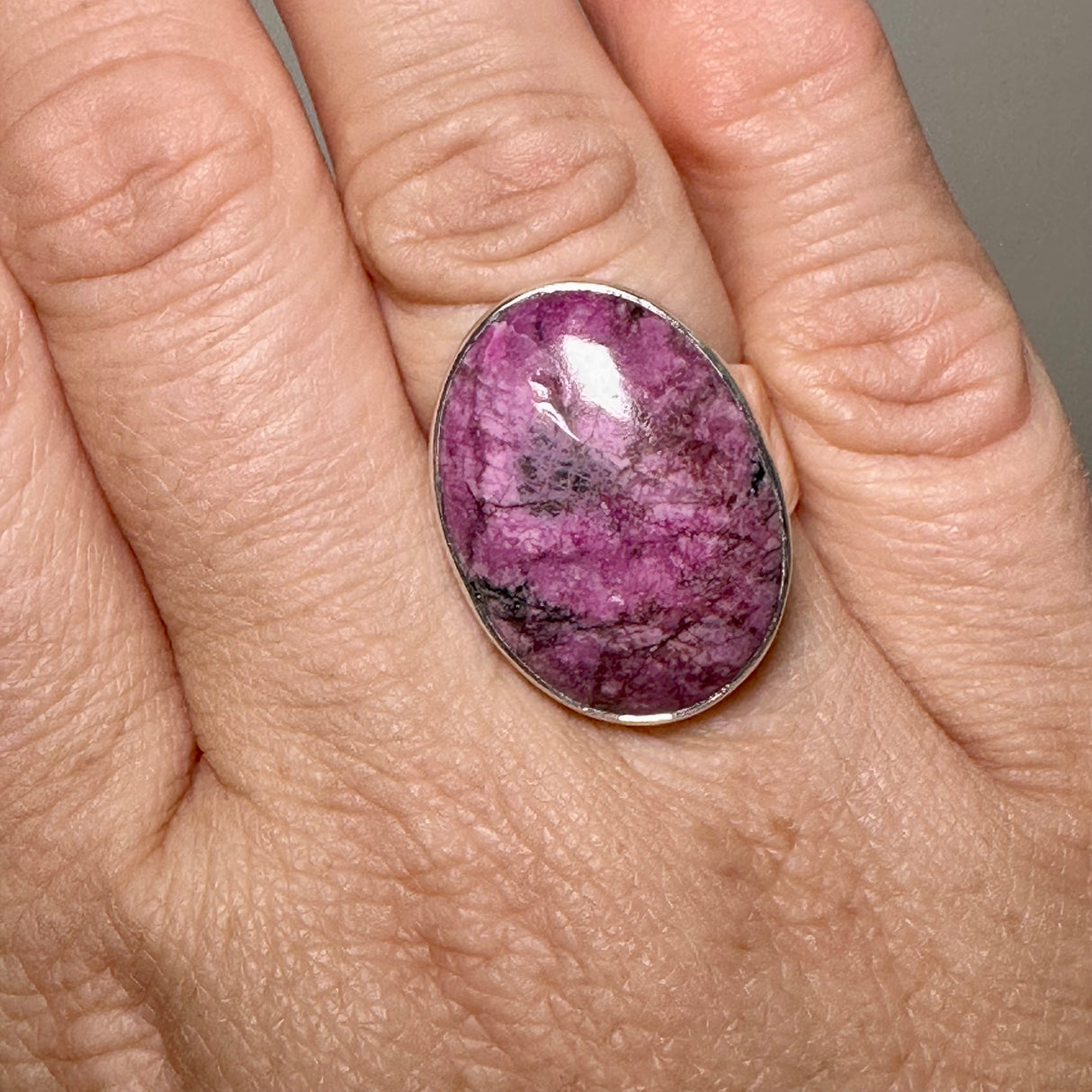 Cobalto Calcite Oval Cabochon Ring Size 7 KRGJ3394