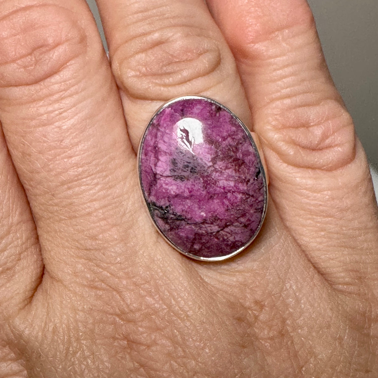 Cobalto Calcite Oval Cabochon Ring Size 7 KRGJ3394