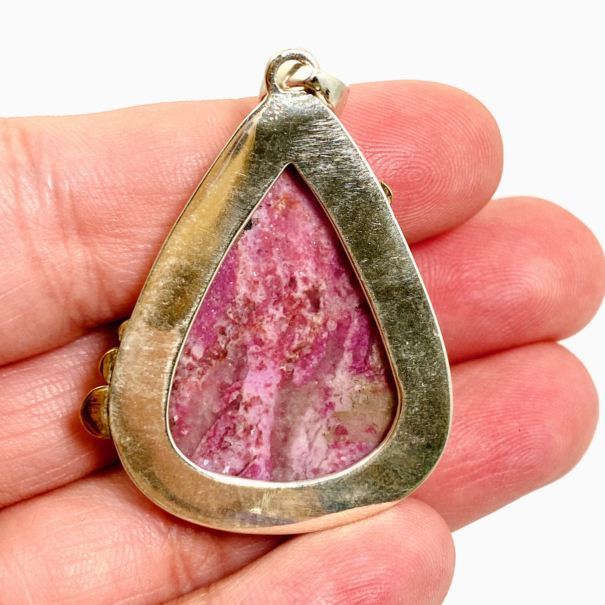Cobalto Calcite Teardrop Cabochon Pendant with Brass Accents KPGJ4858