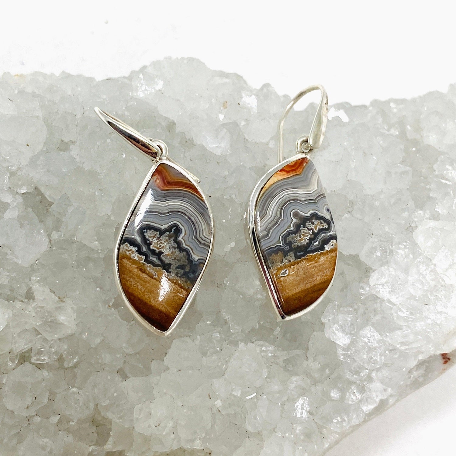 Crazy Lace Agate Freeform Earrings PEGJ162 - Nature's Magick