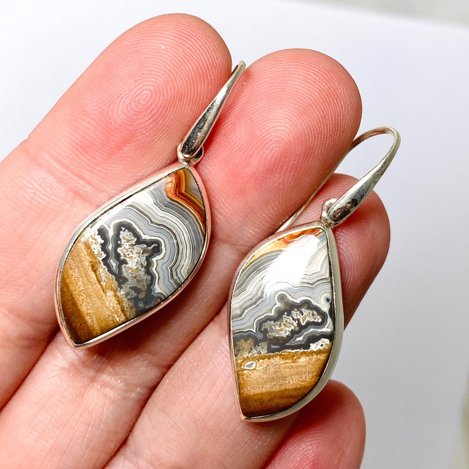 Crazy Lace Agate Freeform Earrings PEGJ162 - Nature's Magick