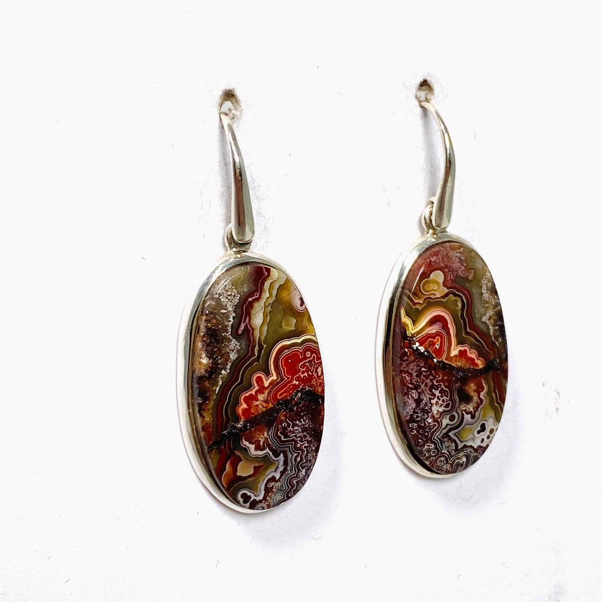 Crazy Lace Agate Oval Earrings PEGJ140 - Nature's Magick